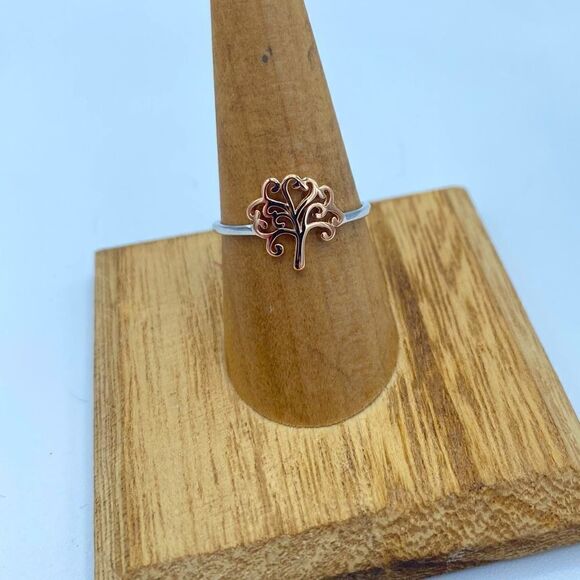 Tree Of Life Two-Tone Sterling Silver Ring Size 6,7,8 - Picture 1 of 7